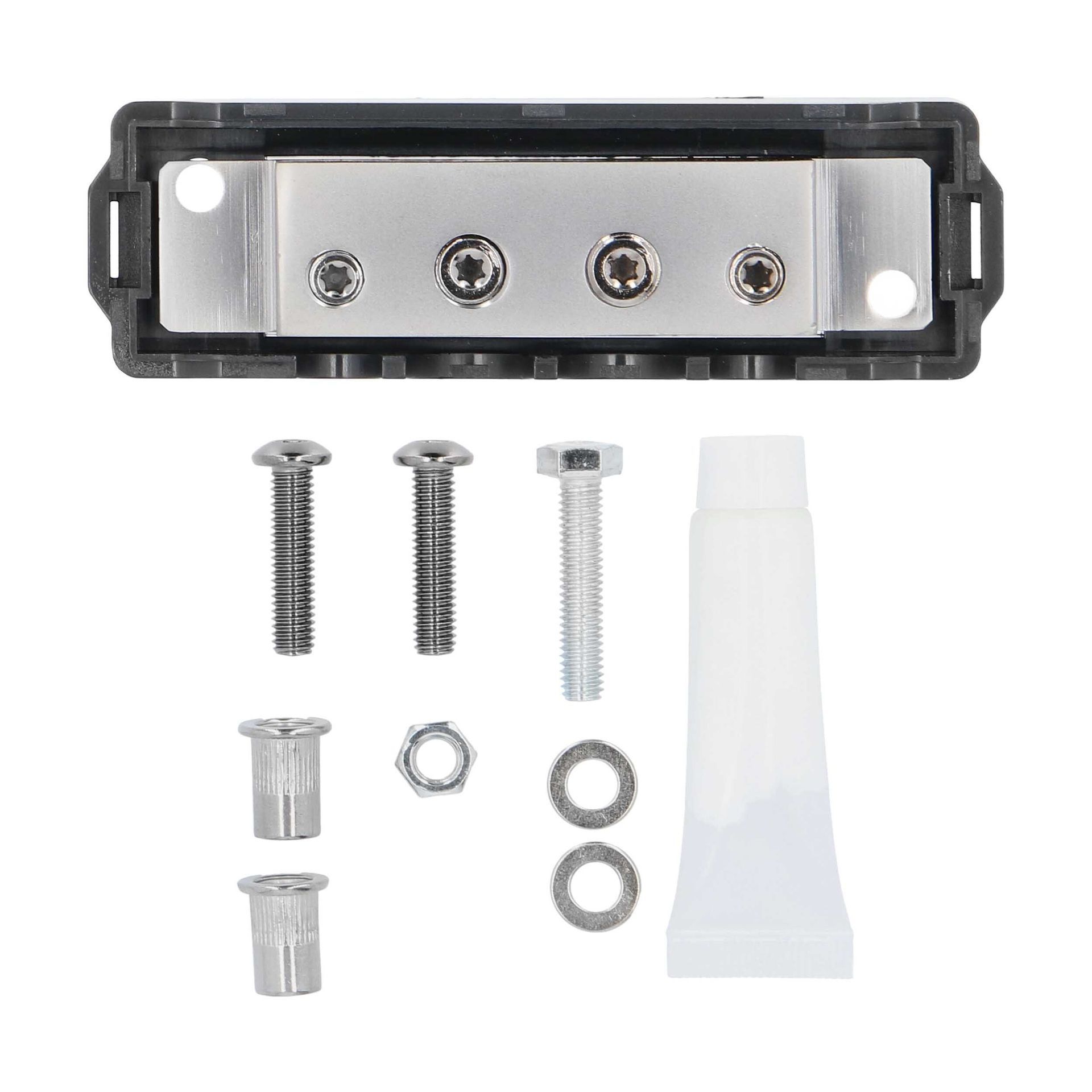 Transparent automatic wire stripper tool with black base and silver top, shown on a white background