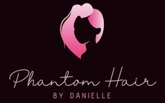 Logo with pink hair silhouette and the text “Phantom Hair by Danielle” on a dark background