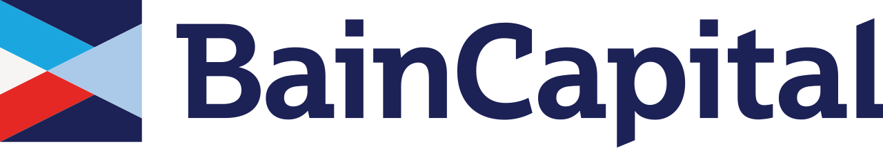Bain Capital logo with a geometric design in red, blue, and white next to dark blue text.