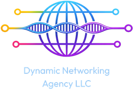 Logo: A gradient-colored DNA strand centered over a globe, flanked by horizontal circuit lines, above the company name.