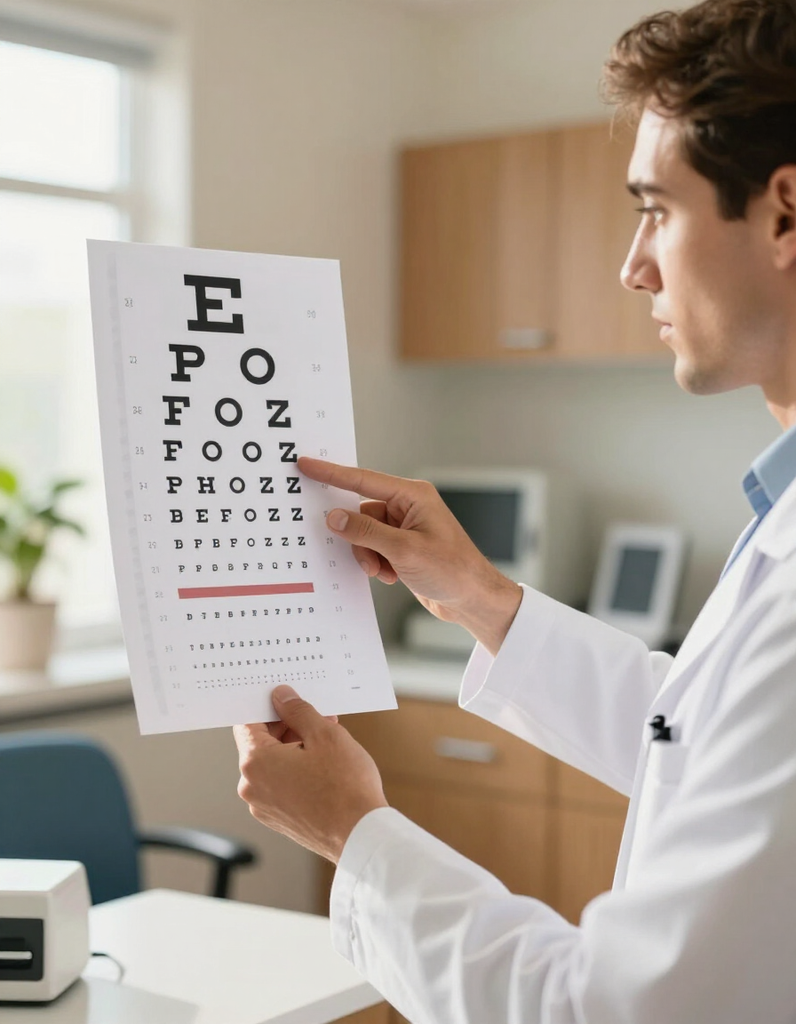 Eye care consultation scene representing vision insurance coverage for Sarasota residents.