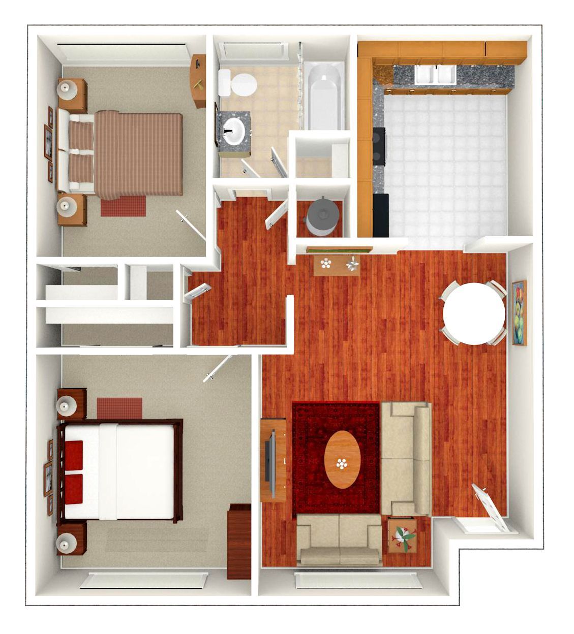 2 Bed | 1 Bath floor plan