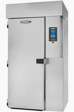 Stainless steel commercial holding cabinet with a digital control panel.