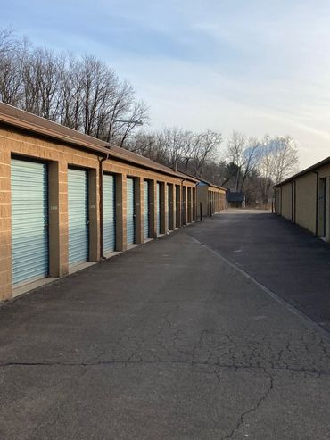 A gate in front of a storage facility