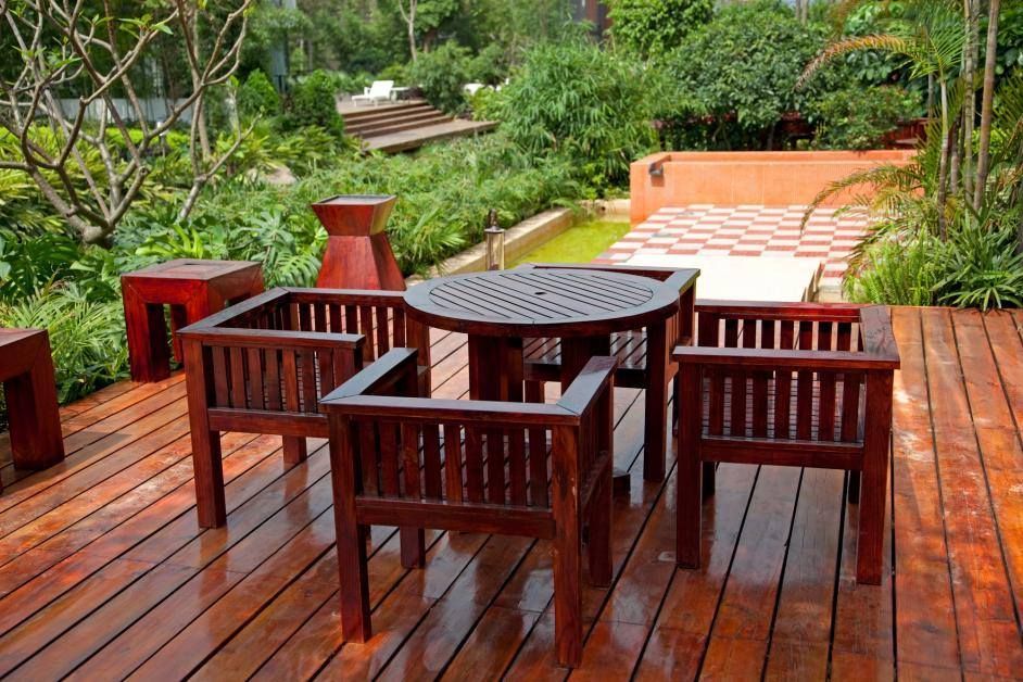 Hot Shotz Mobile Power Wash refreshes a beautiful wood deck and patio in Town and Country, MO