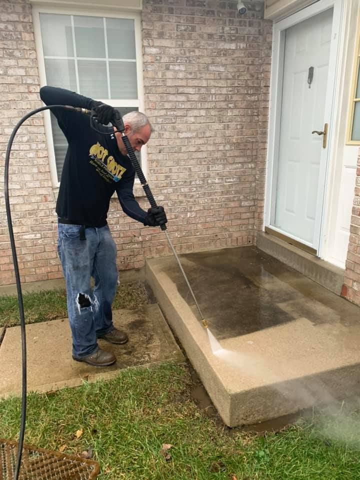 Hot Shotz Mobile Power Wash | Porch, sidewalk and exposed brick cleaning in Clayton, MO