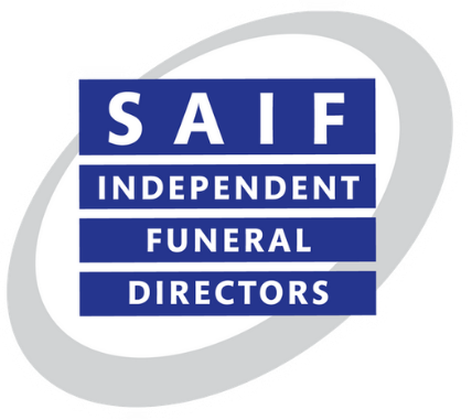 SAIF Independent Funeral Directors logo in blue and gray