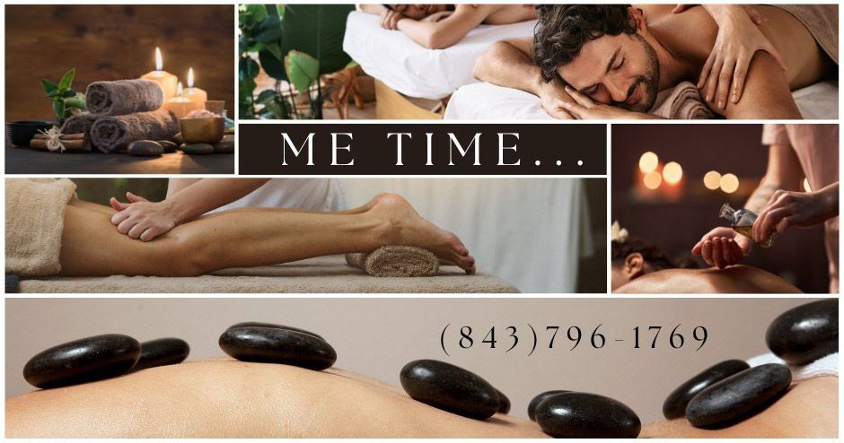 A spa collage with massages, candles, and hot stones, featuring the text 