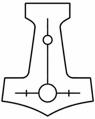 Diagram of a wheel, with a circular outer rim and central hub with bolt holes.