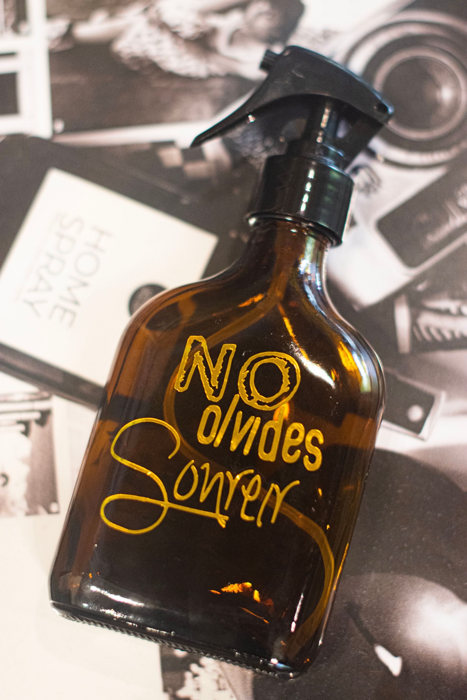Home spray vidrio petaca con vinilo x 20unidades