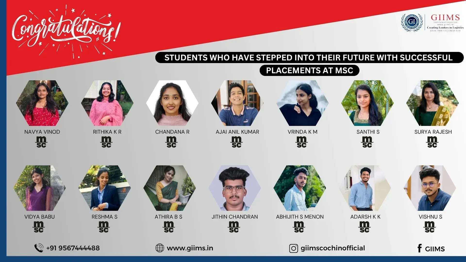Students from GIIMS step into their future with MSC Logistics placements