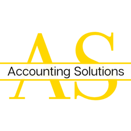 The logo for accounting solutions is yellow and black