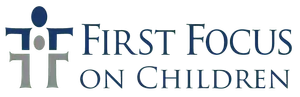 First Focus on Children logo with navy and gray stylized figures and text