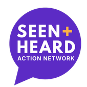 Purple “SEEN & HEARD” logo with an “Action Network” speech-bubble badge in the upper right