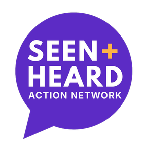Purple “SEEN & HEARD” logo with an “Action Network” speech-bubble badge in the upper right