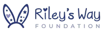 Riley’s Way Foundation logo with stylized blue wings and text on a white background