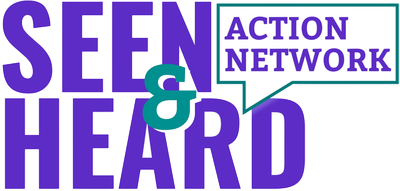Purple “SEEN & HEARD” logo with an “Action Network” speech-bubble badge in the upper right