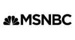 The logo for msnbc is black and white and has a nbc logo on it.