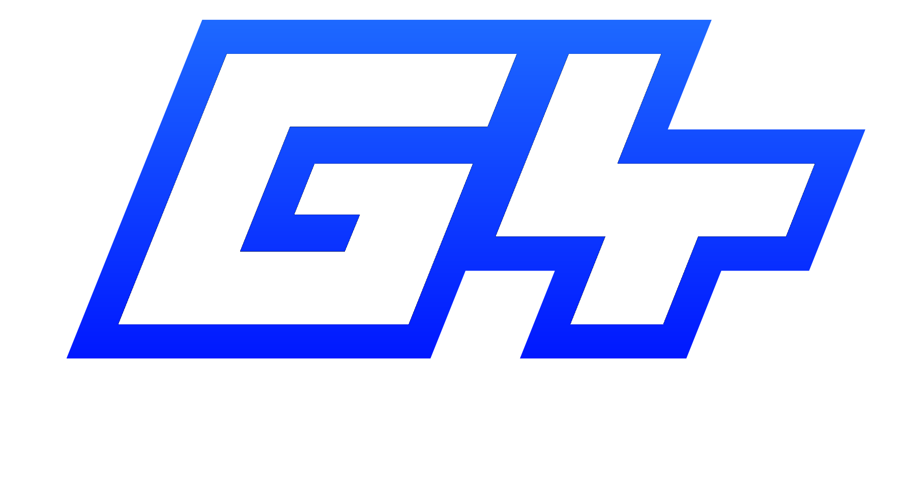 Logo « GH+ » stylisé en bleu sur fond blanc