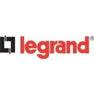 Il logo del marchio Legrand: un'icona geometrica astratta nera a sinistra della parola