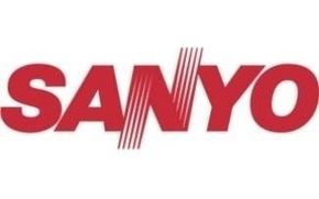 Il logo del marchio Sanyo, caratterizzato da un testo rosso, in grassetto e senza grazie, con una barra diagonale stilizzata che attraversa la lettera N.