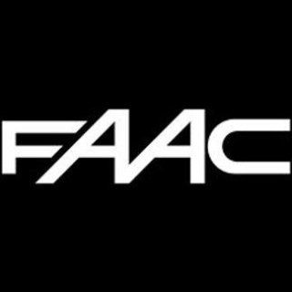 Logo FAAC bianco su sfondo quadrato nero.