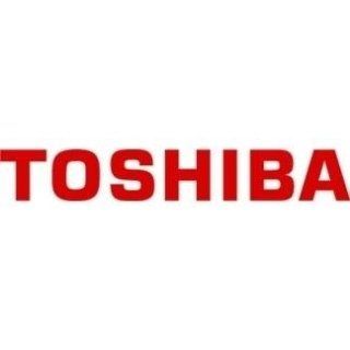 Il logo Toshiba con il nome del marchio in lettere maiuscole rosse e in grassetto su sfondo bianco.
