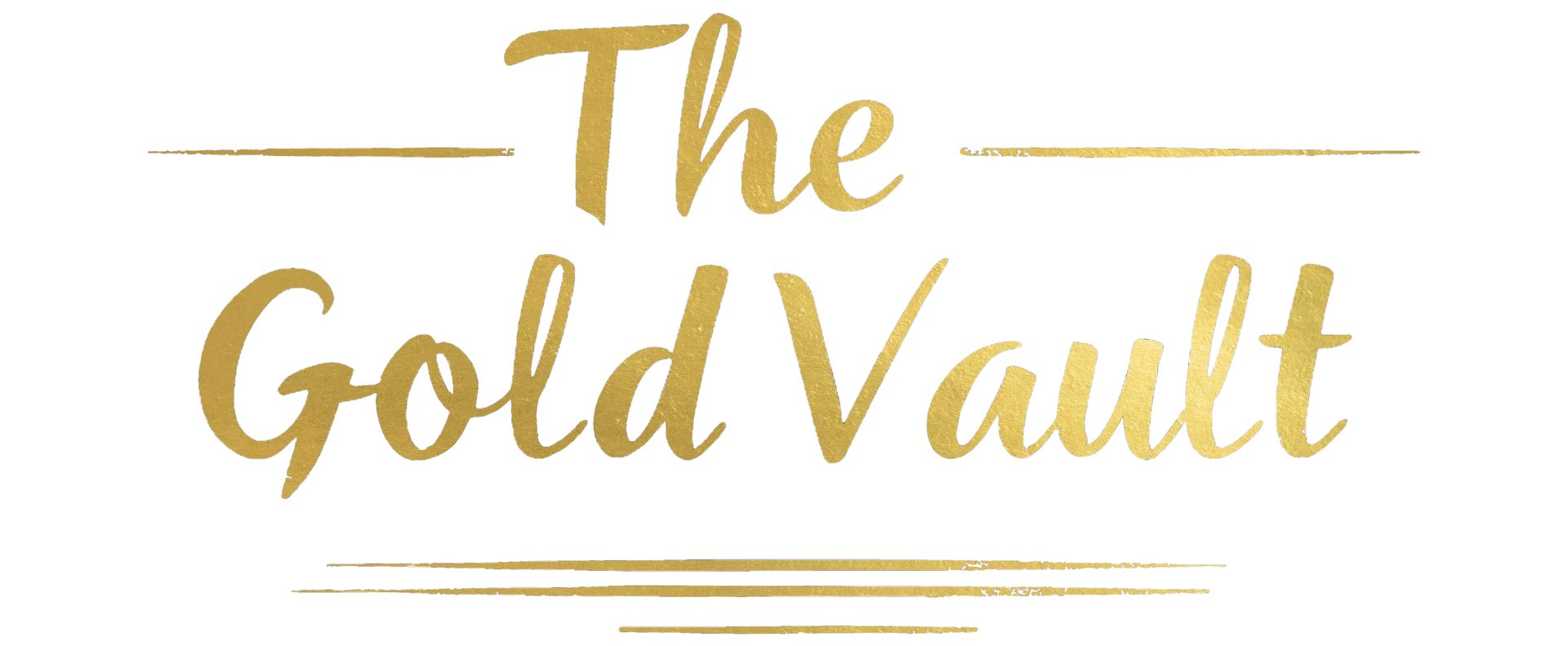 Gold text logo that reads 