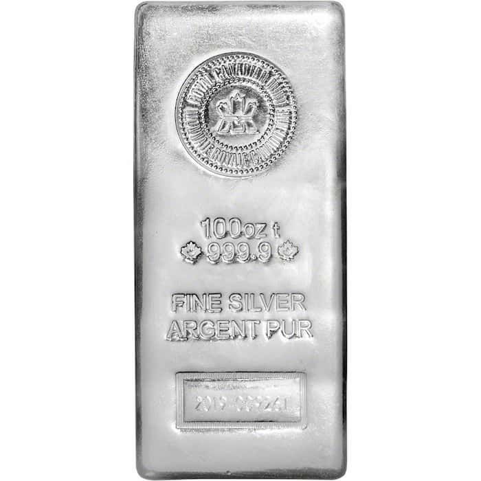 Silver bullion bar, stamped