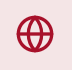 Red globe icon on a light pink background.