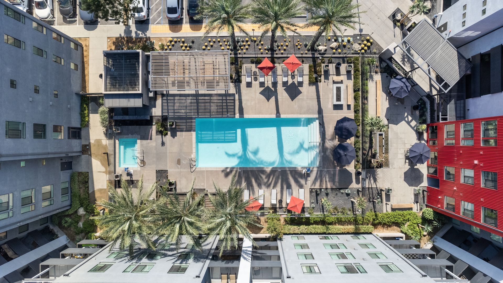 swimming pool and lounge chairs