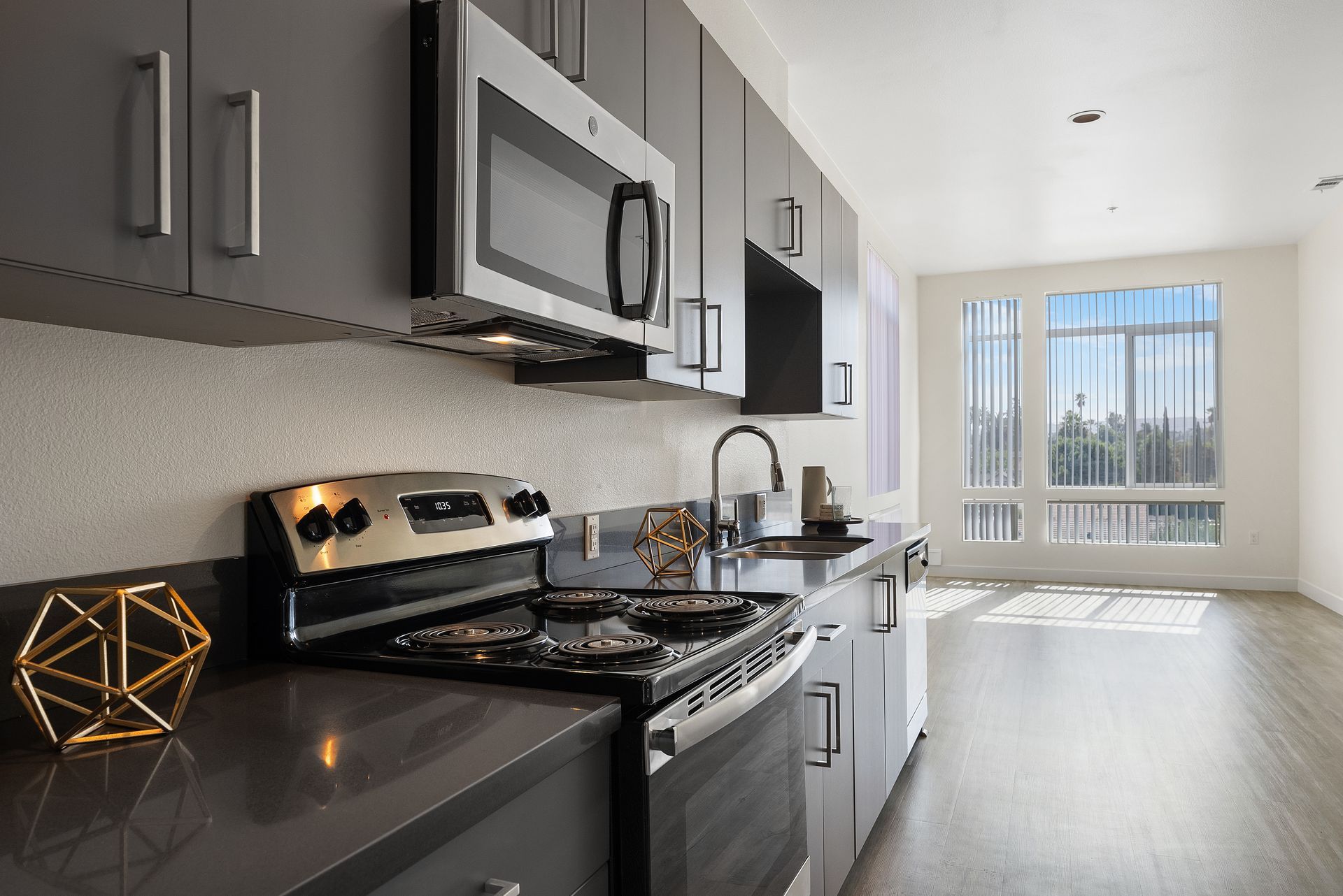 apartment interior kitchen and laundry