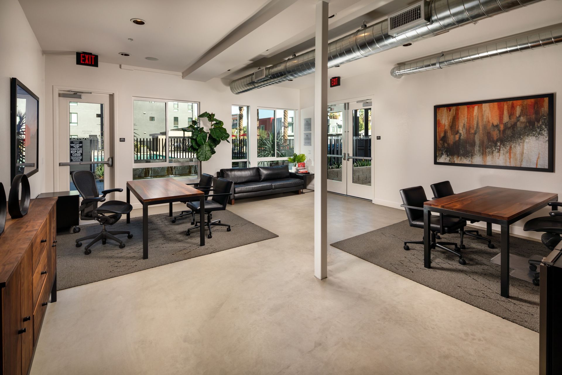 Interior photo of leasing room