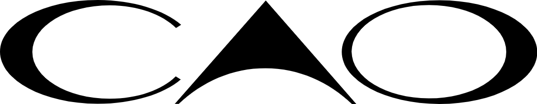a black and white logo for cao on a white background