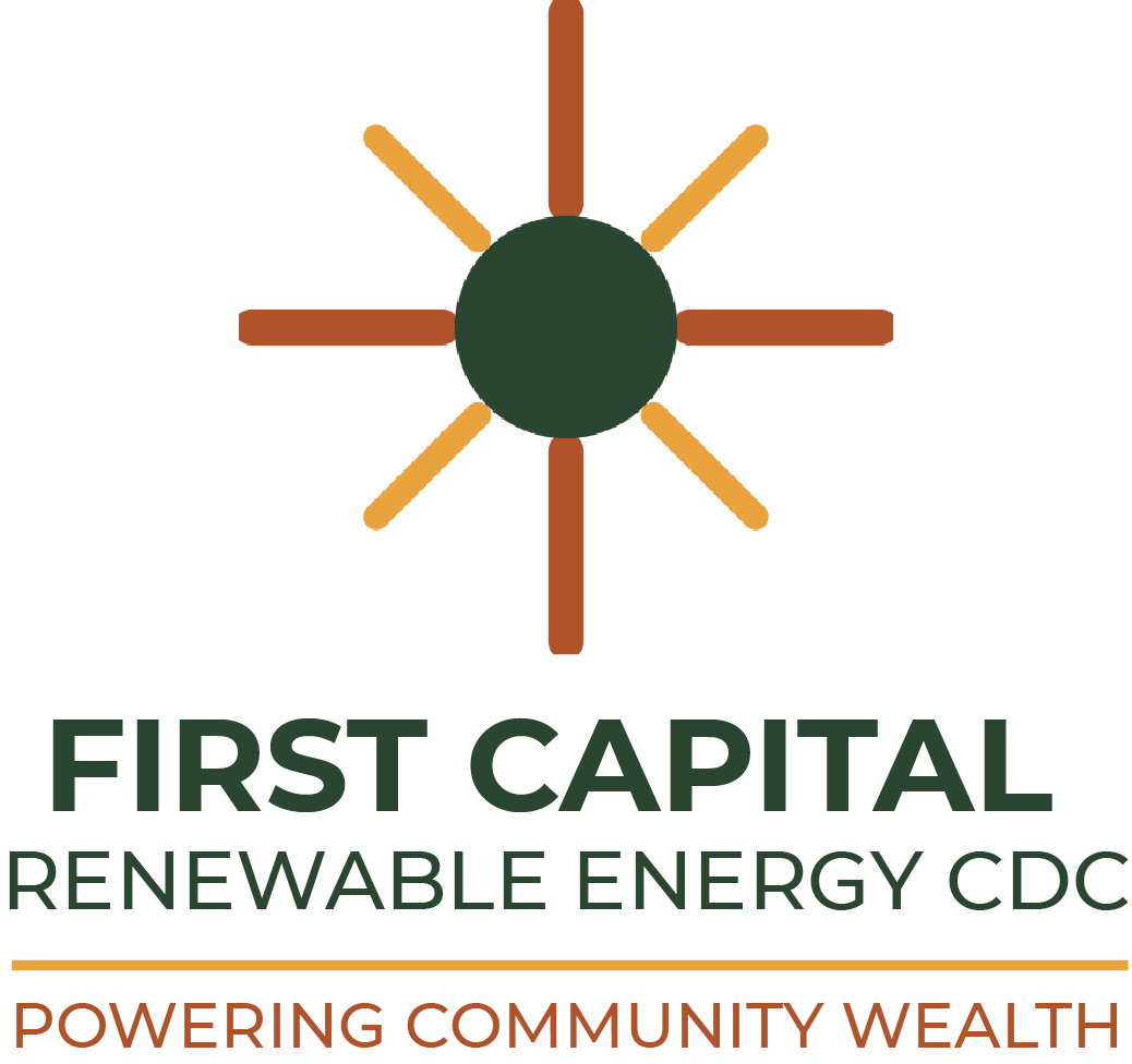 First Capital Renewable Energy CDC logo with sun icon and tagline “Powering Community Wealth”