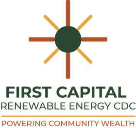First Capital Renewable Energy CDC logo with sun icon and tagline “Powering Community Wealth”