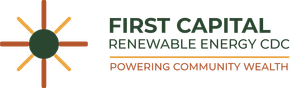 First Capital Renewable Energy CDC logo with sun icon and tagline “Powering Community Wealth”