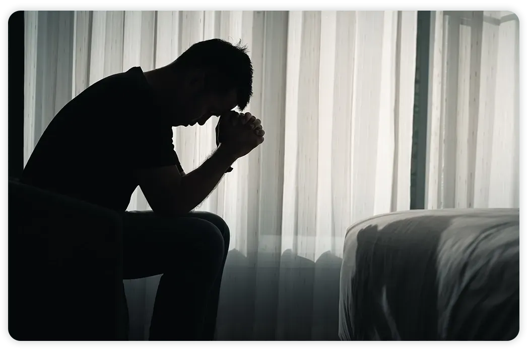 man having anxiety attack