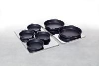 Brat- und Backpfanne, Set klein (4 Stk. D=16cm inkl. Trägerblech)