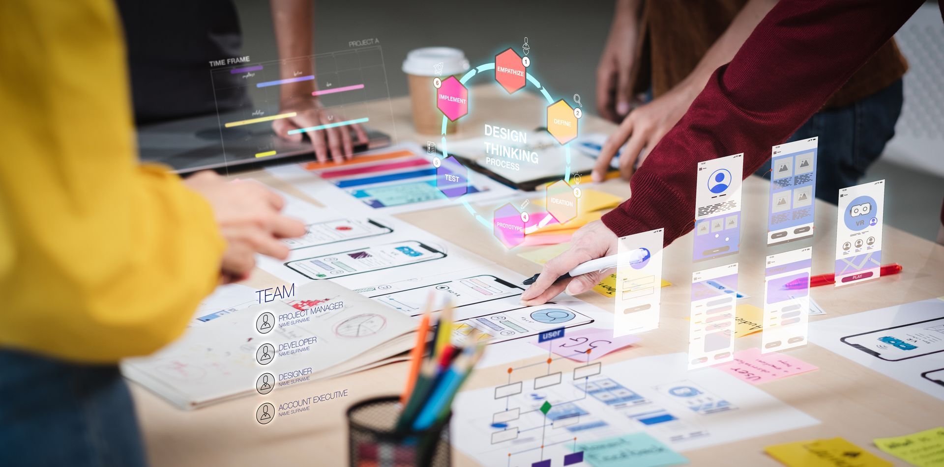 Website designers putting together a design