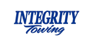 Blue “Integrity Towing” logo with stylized lettering on a white background