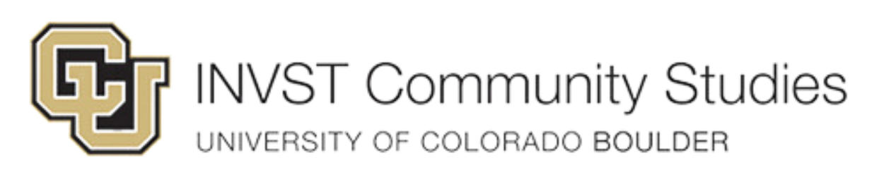 The logo for invst community studies university of colorado boulder