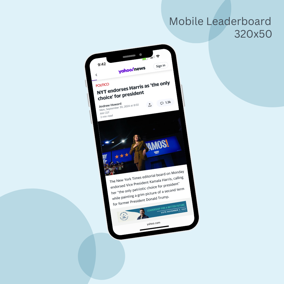 A mobile leaderboard that says leadership for a better future