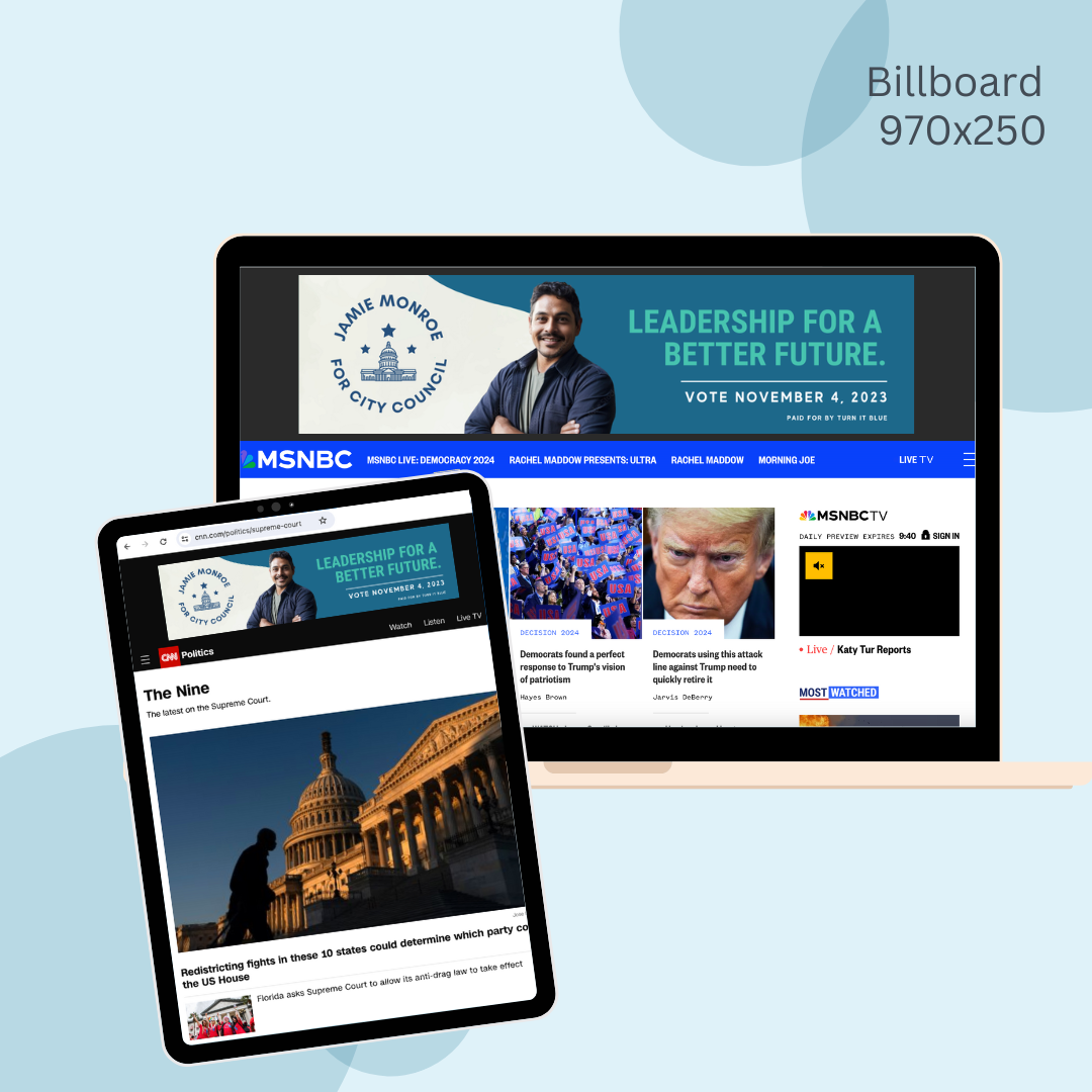 A billboard that says leadership for a better future
