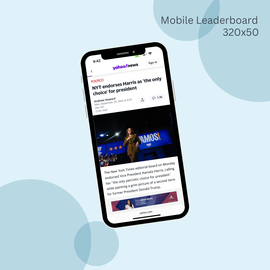 A mobile leaderboard with a woman on it