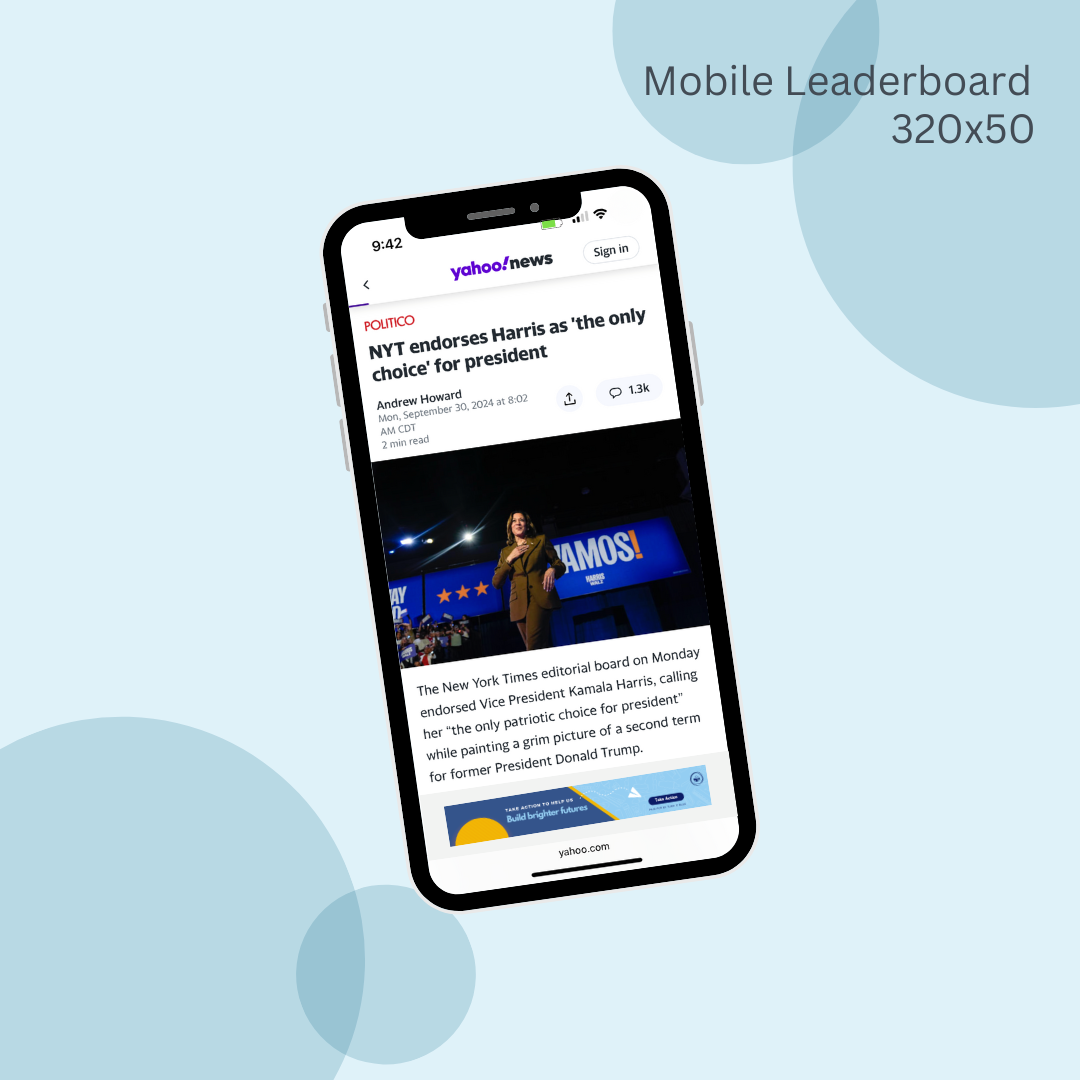 A mobile leaderboard that says take action to help us build brighter futures