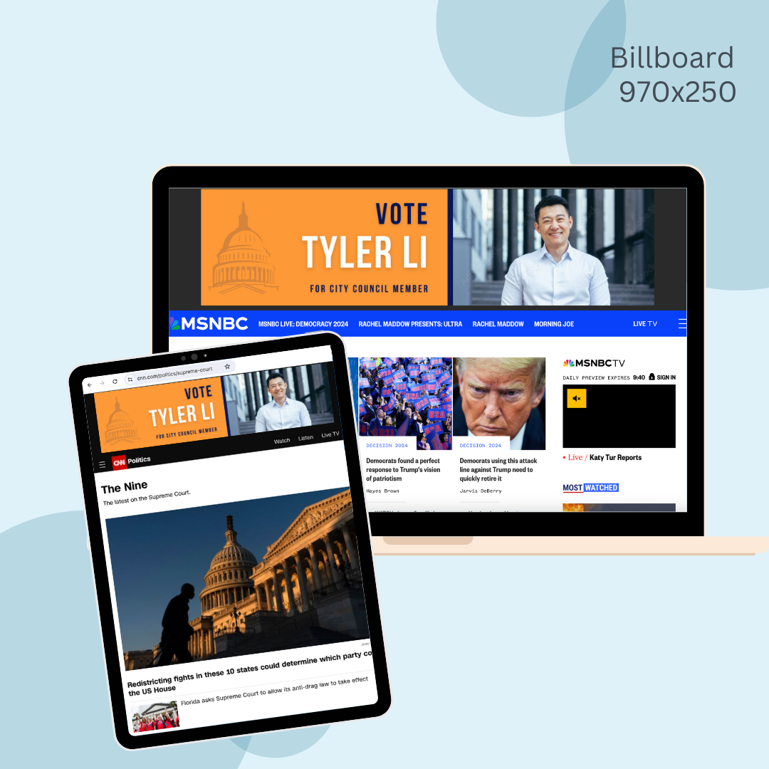 A billboard that says vote tyler li on it