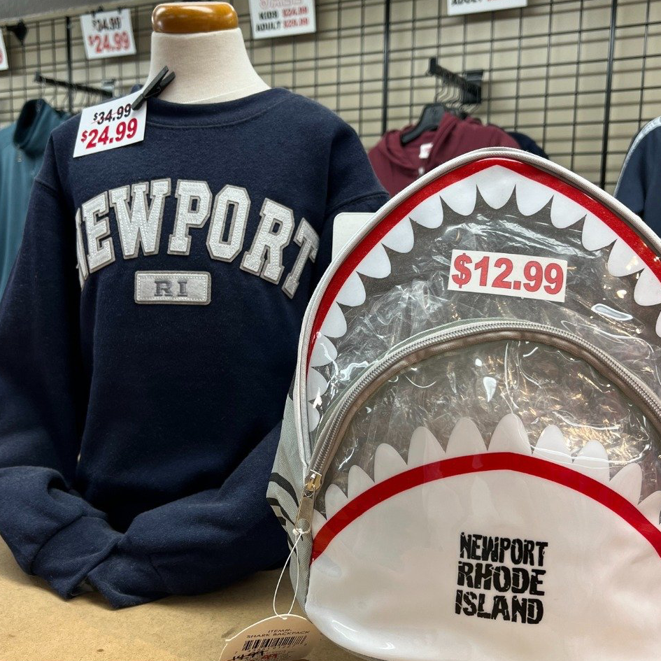 A newport sweatshirt and a newport rhode island backpack