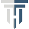 A minimalist logo featuring a stylized white letter 