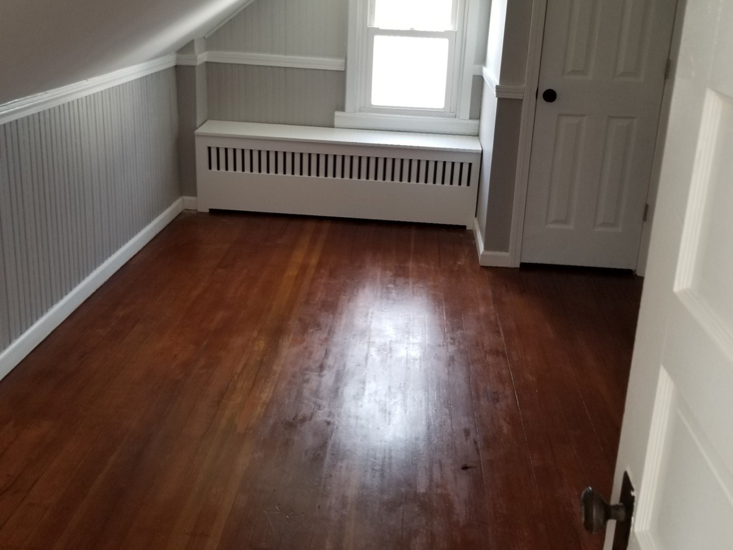 Wooden flooring in an attic